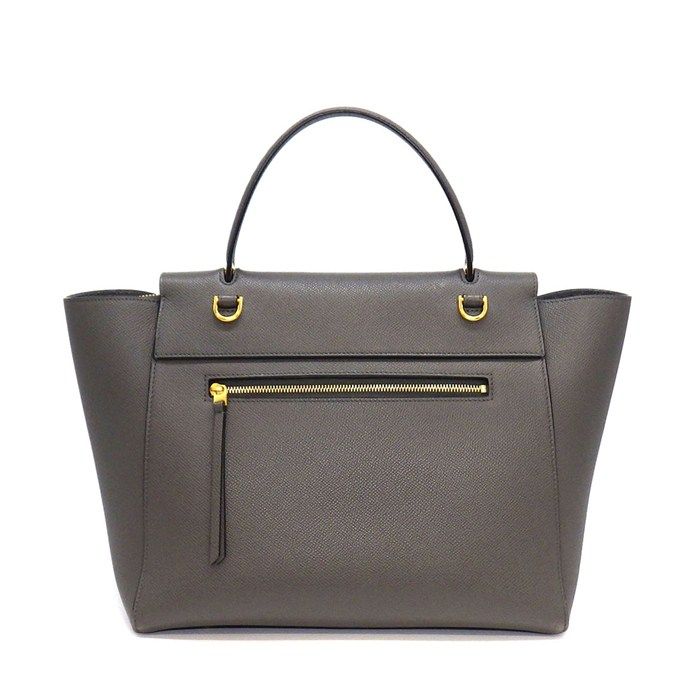Celine Handle Shoulder Bag Mini Gray Calfskin Gold — view 2