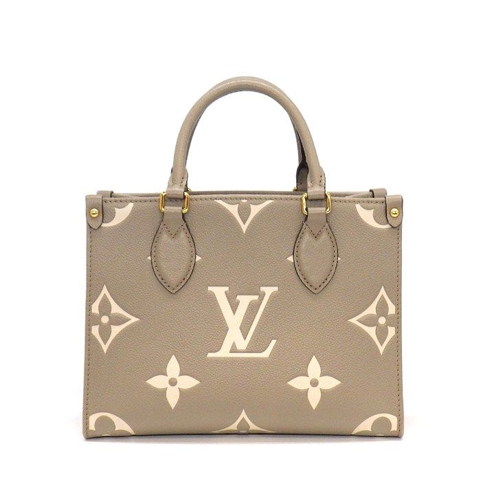Louis Vuitton Tote Bag On The Go PM Tourtorail Cream Bicolor Monogram Empreinte — view 2