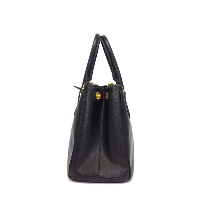 Prada Handle Shoulder Bag Galleria Black Saffiano Lu / Leather Gold — view 3