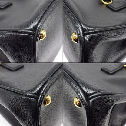 Prada Handle Shoulder Bag Galleria Black Saffiano Lu / Leather Gold — view 8
