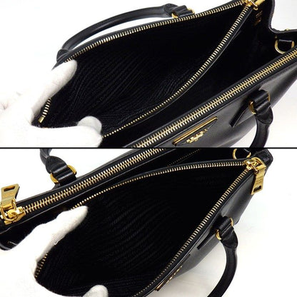 Prada Handle Shoulder Bag Galleria Black Saffiano Lu / Leather Gold — view 6