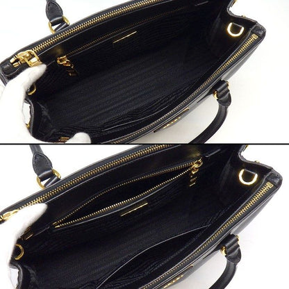 Prada Handle Shoulder Bag Galleria Black Saffiano Lu / Leather Gold — view 5