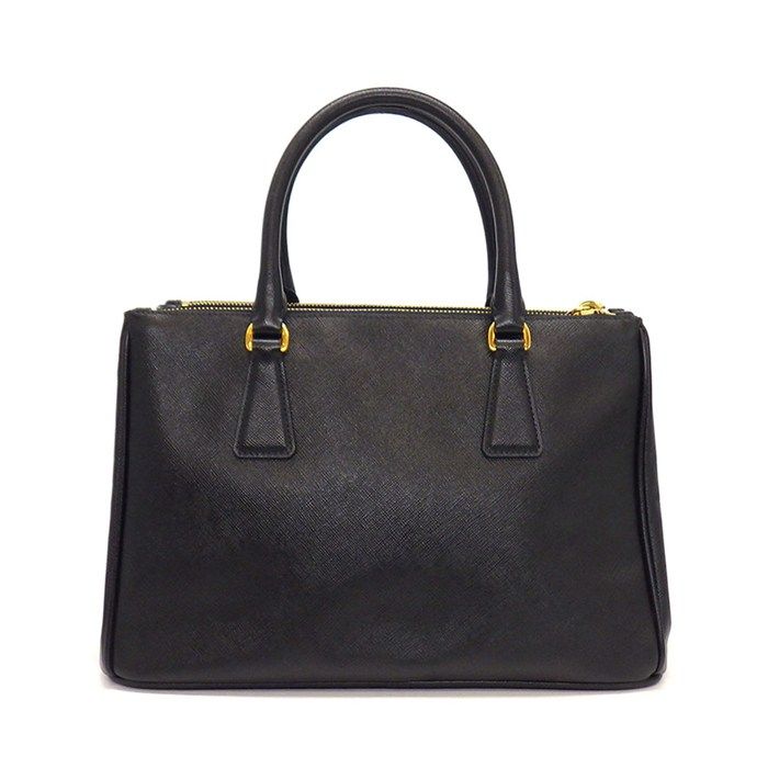 Prada Handle Shoulder Bag Galleria Black Saffiano Lu / Leather Gold — view 2