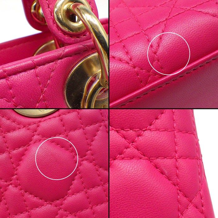 Dior Handle Shoulder Bag Lady Dior Mini Pink Cannage Lambskin Gold — view 8