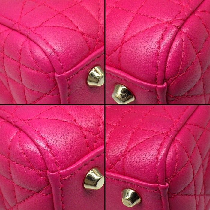 Dior Handle Shoulder Bag Lady Dior Mini Pink Cannage Lambskin Gold — view 7