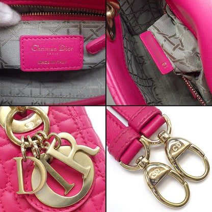 Dior Handle Shoulder Bag Lady Dior Mini Pink Cannage Lambskin Gold — view 6