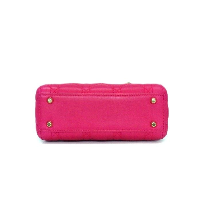 Dior Handle Shoulder Bag Lady Dior Mini Pink Cannage Lambskin Gold — view 4
