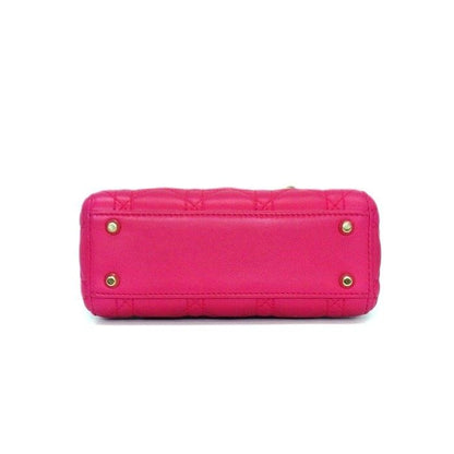 Dior Handle Shoulder Bag Lady Dior Mini Pink Cannage Lambskin Gold — view 4