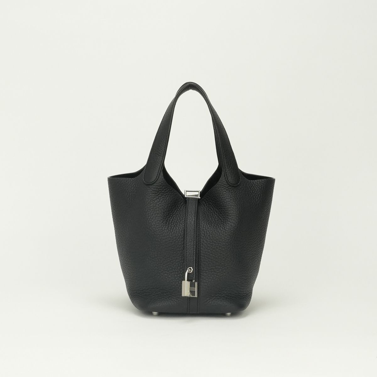 Hermes Picotin Lock PM 18 Tote Bag Taurillon Clemence Noir Black Silver Handle