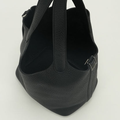 Hermes Picotin Lock PM 18 Tote Bag Taurillon Clemence Noir Black Silver Handle — view 8