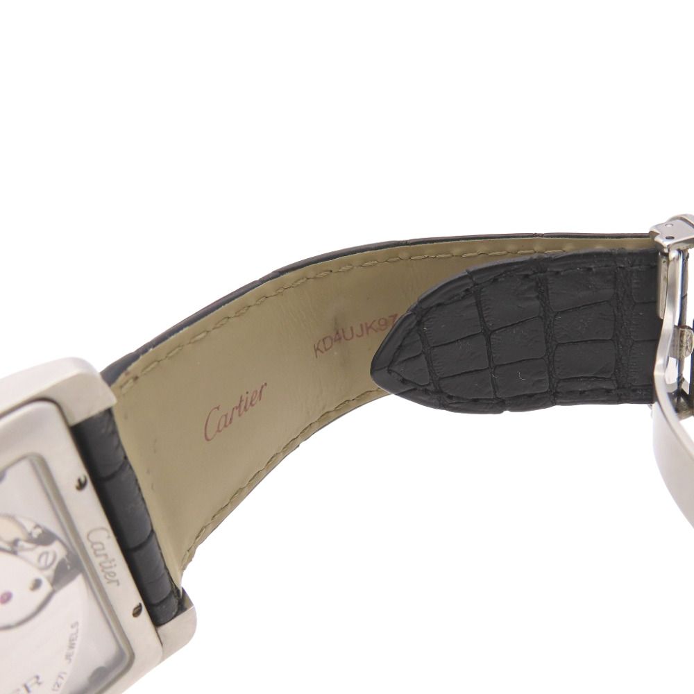 Cartier Tank MC Automatic Watch SS Matte Croco Black Dial