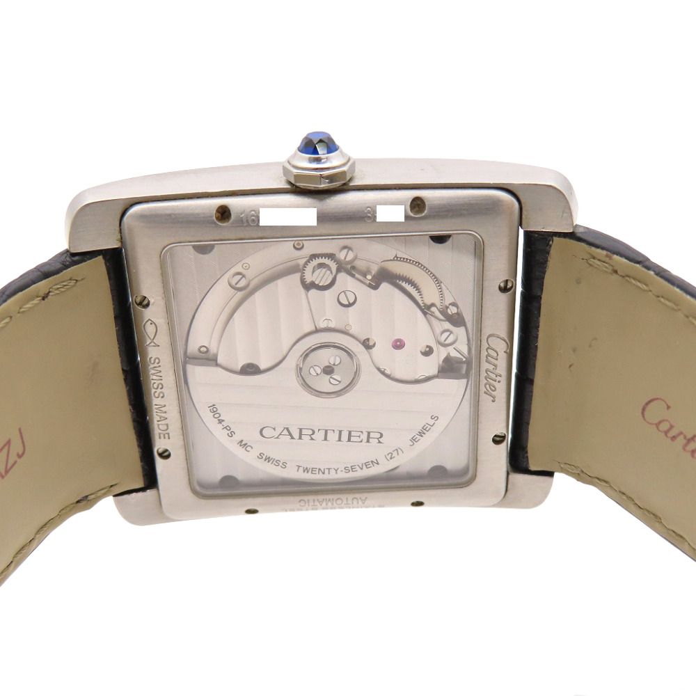 Cartier Tank MC Automatic Watch SS Matte Croco Black Dial