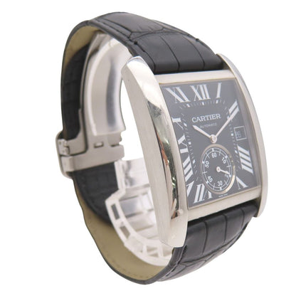 Cartier Tank MC Automatic Watch SS Matte Croco Black Dial