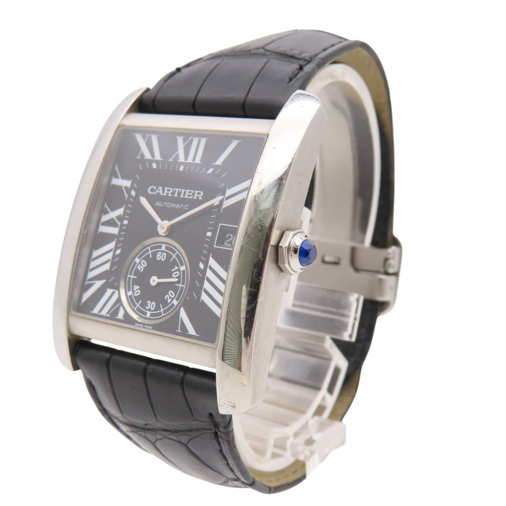 Cartier Tank MC Automatic Watch SS Matte Croco Black Dial