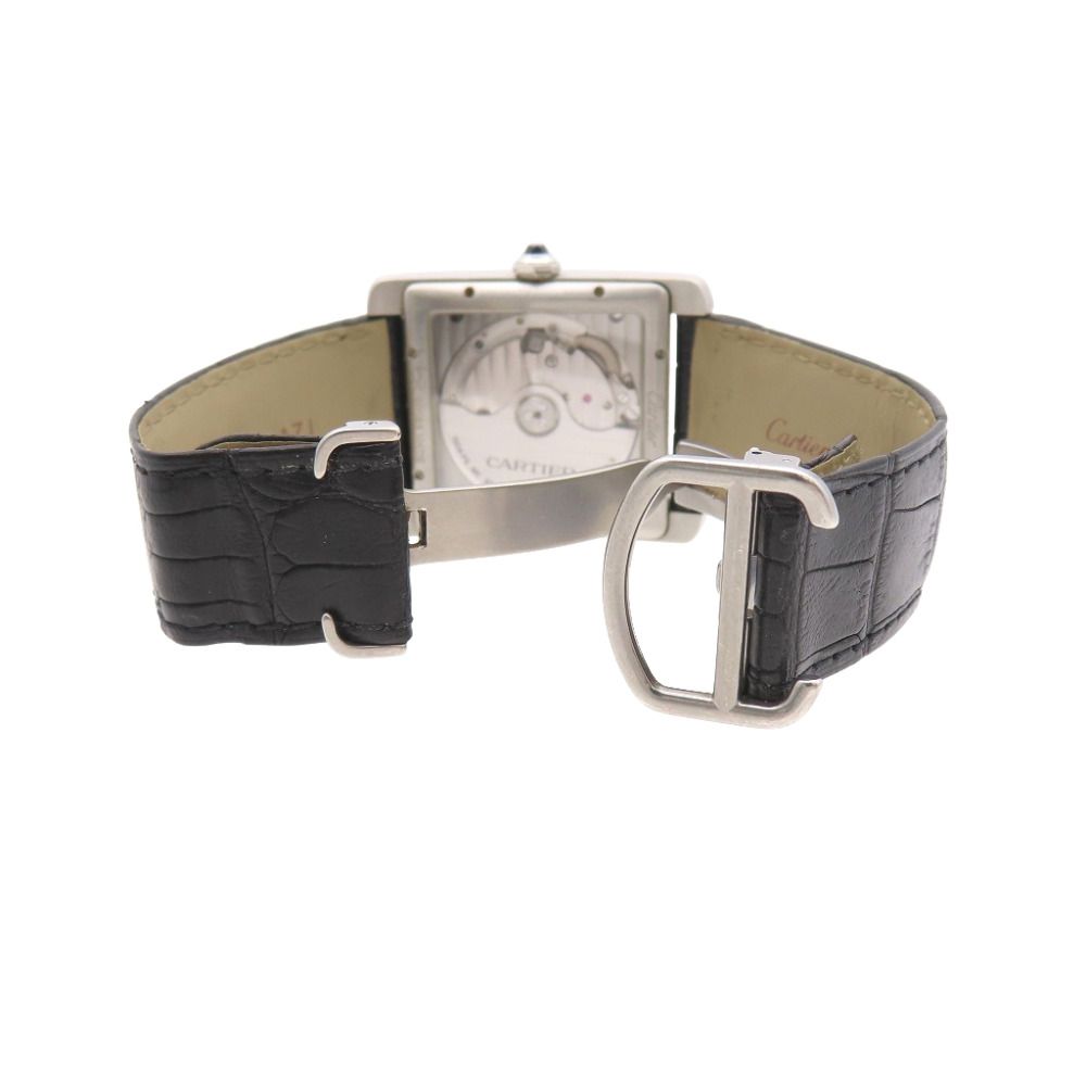 Cartier Tank MC Automatic Watch SS Matte Croco Black Dial