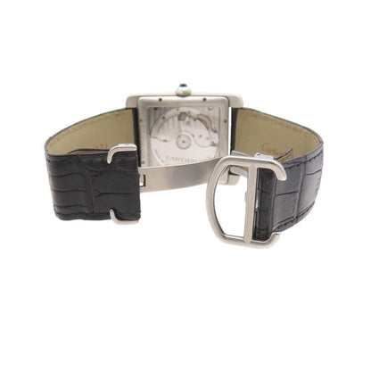 Cartier Tank MC Automatic Watch SS Matte Croco Black Dial