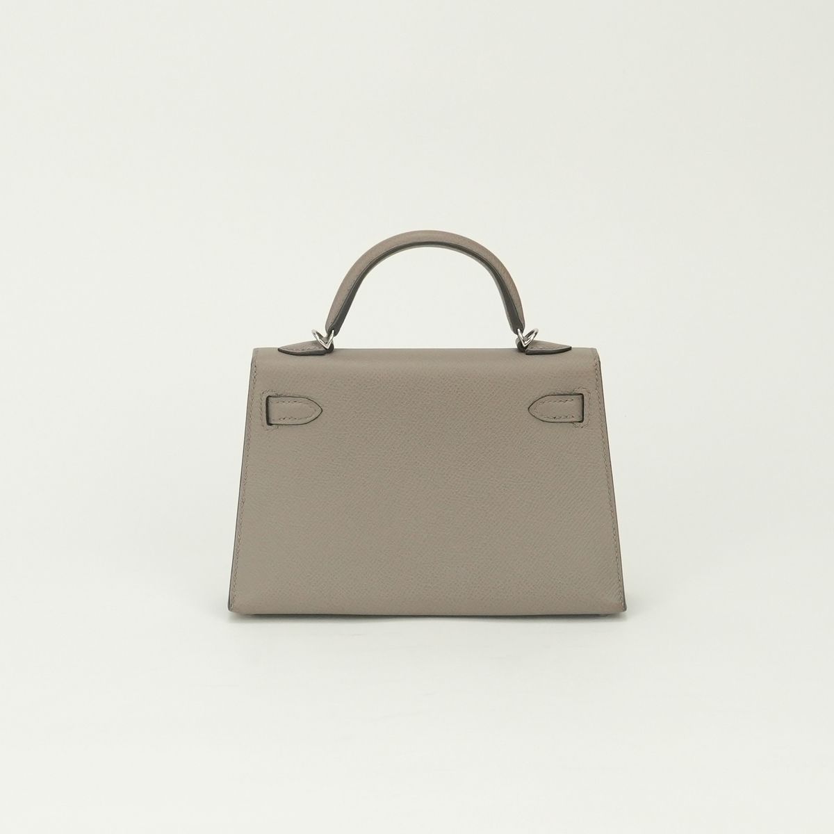Hermes Mini Kelly 2 20 Tote Shoulder Bag Epsom Gray Asphalte Silver Handle — view 3