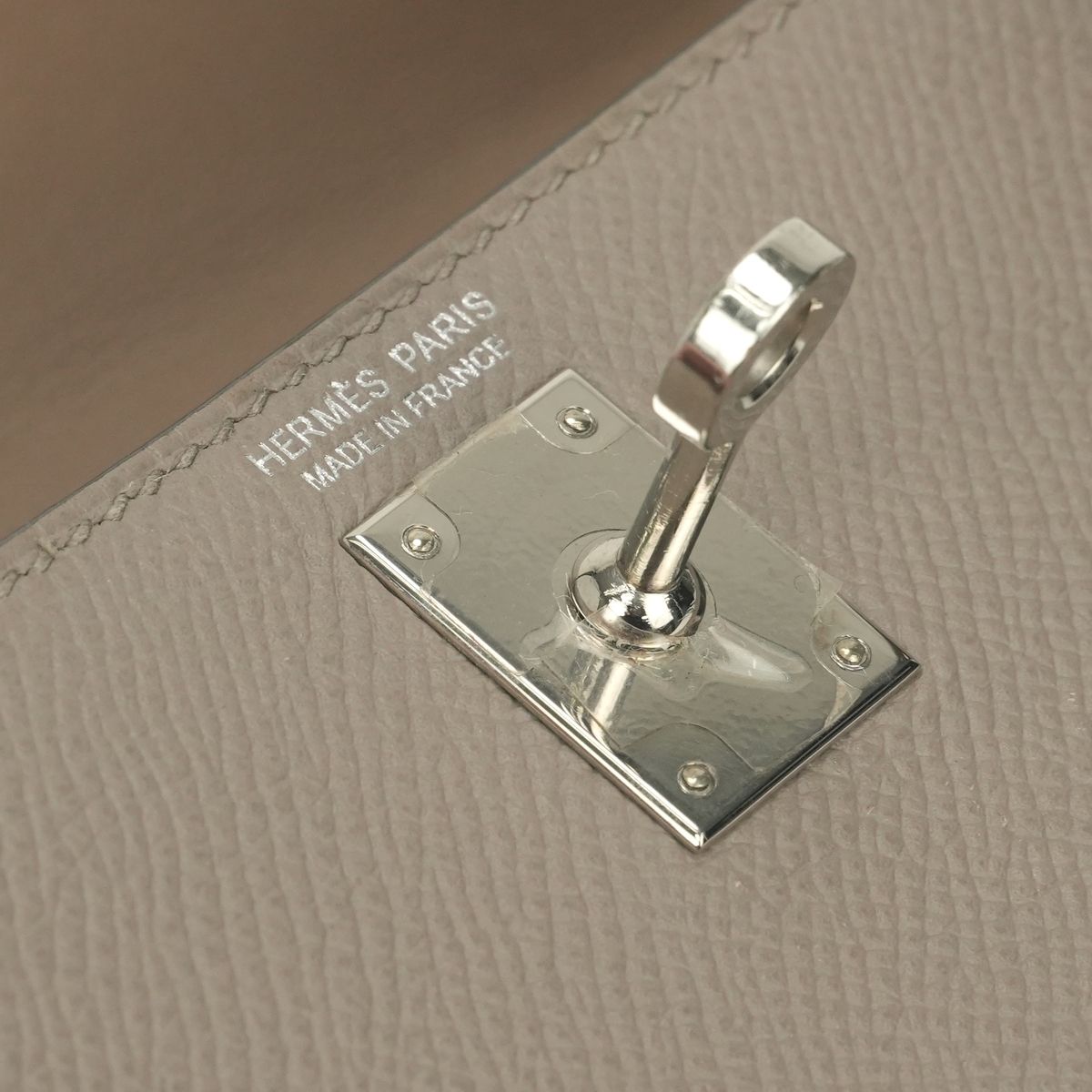 Hermes Mini Kelly 2 20 Tote Shoulder Bag Epsom Gray Asphalte Silver Handle — view 8