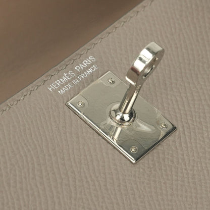 Hermes Mini Kelly 2 20 Tote Shoulder Bag Epsom Gray Asphalte Silver Handle — view 8