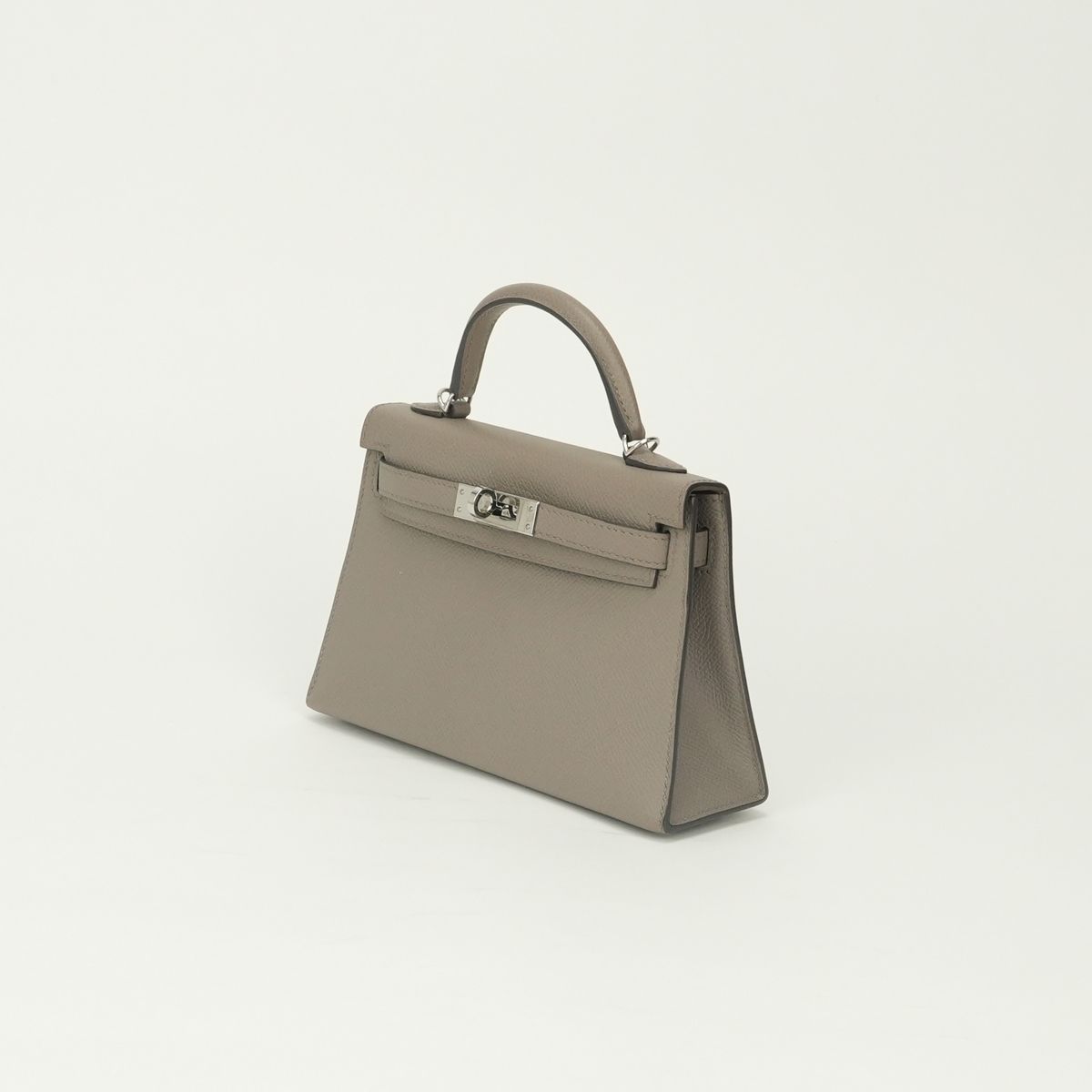 Hermes Mini Kelly 2 20 Tote Shoulder Bag Epsom Gray Asphalte Silver Handle — view 2