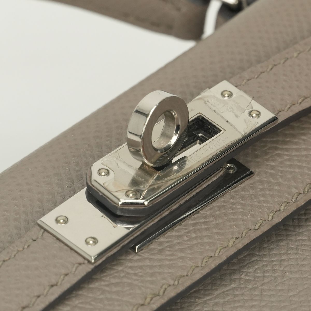 Hermes Mini Kelly 2 20 Tote Shoulder Bag Epsom Gray Asphalte Silver Handle — view 7