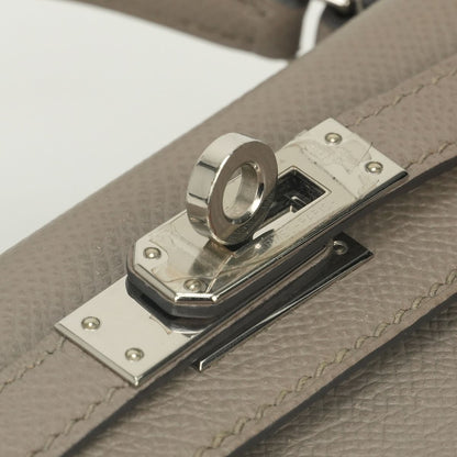 Hermes Mini Kelly 2 20 Tote Shoulder Bag Epsom Gray Asphalte Silver Handle — view 7
