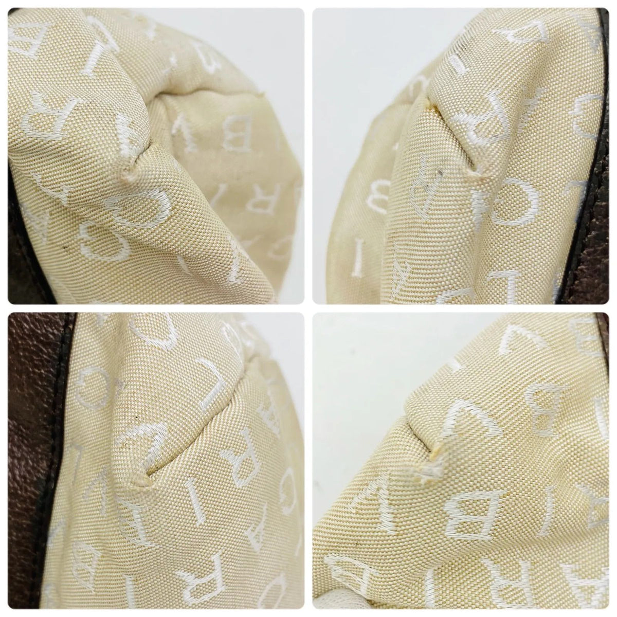 Bvlgari Tote Bag Logo Mania Compact Leather Canvas Brown Beige — view 6