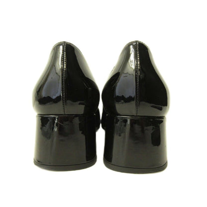 Prada Pumps Shoes Chunky Heel Round Toe Patent Leather Black — view 5