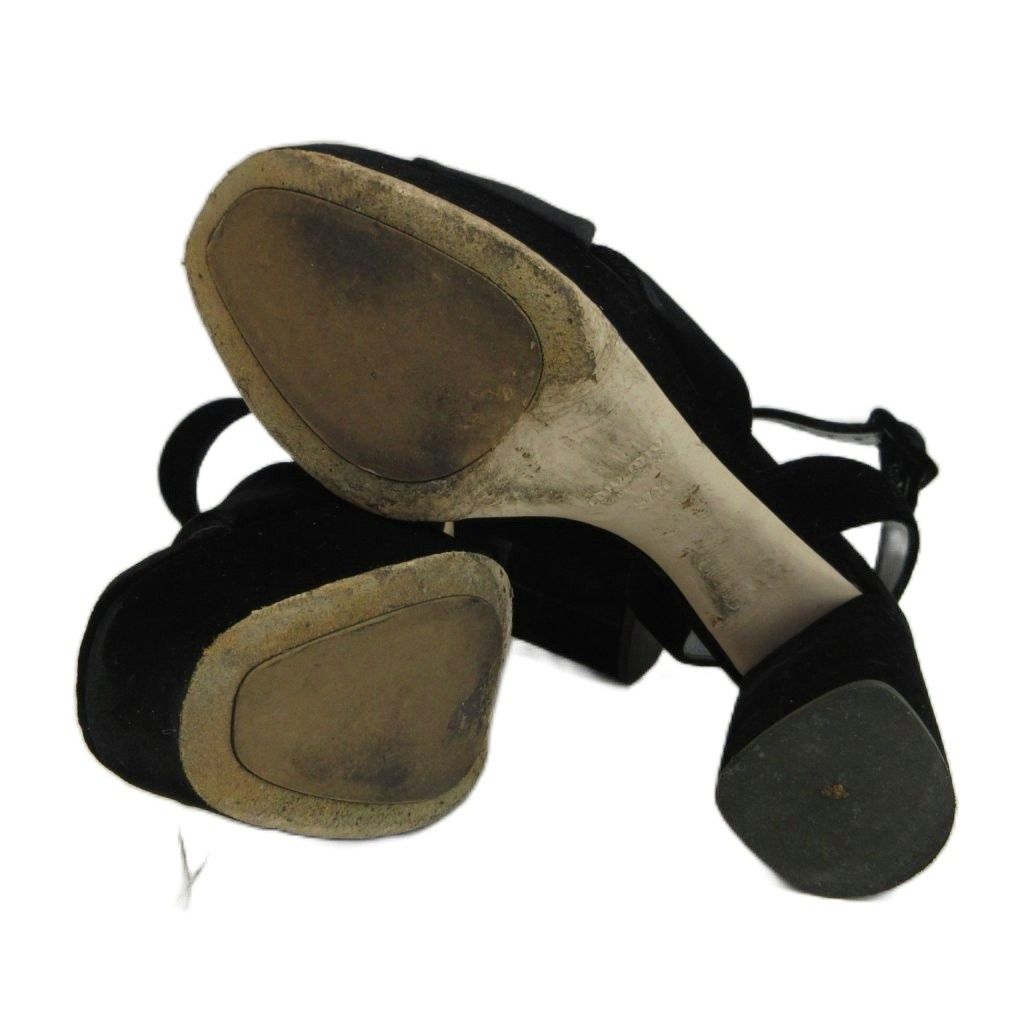 Miu Miu Sandals Velour Thick Sole Open Toe Chunky Heel Cross Strap — view 6