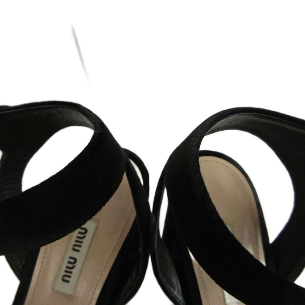 Miu Miu Sandals Velour Thick Sole Open Toe Chunky Heel Cross Strap — view 4