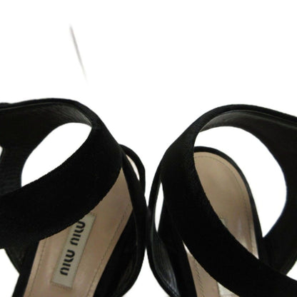 Miu Miu Sandals Velour Thick Sole Open Toe Chunky Heel Cross Strap — view 4