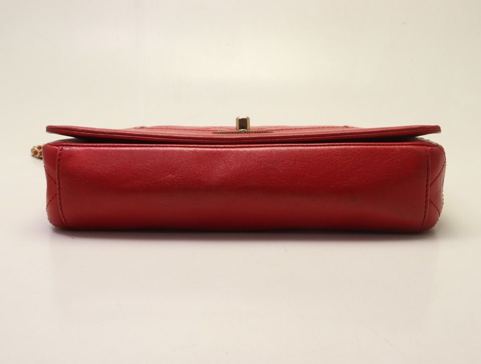 Chanel Mademoiselle Lambskin Red Chain Shoulder Bag — view 3