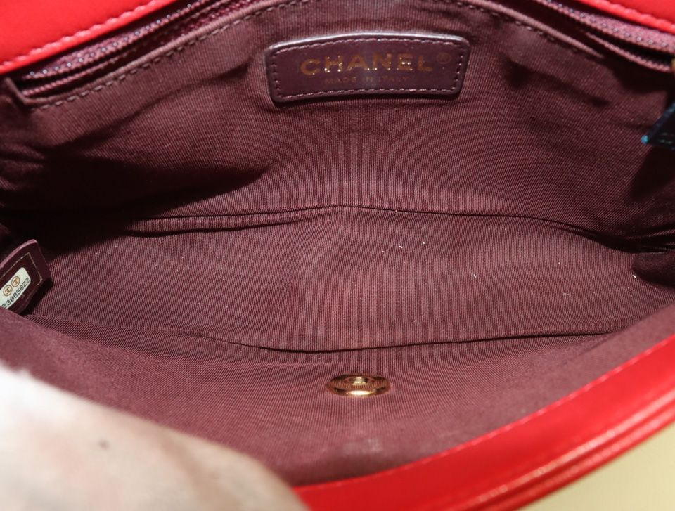 Chanel Mademoiselle Lambskin Red Chain Shoulder Bag — view 7