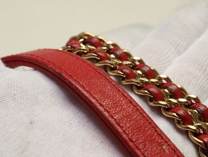 Chanel Mademoiselle Lambskin Red Chain Shoulder Bag — view 6