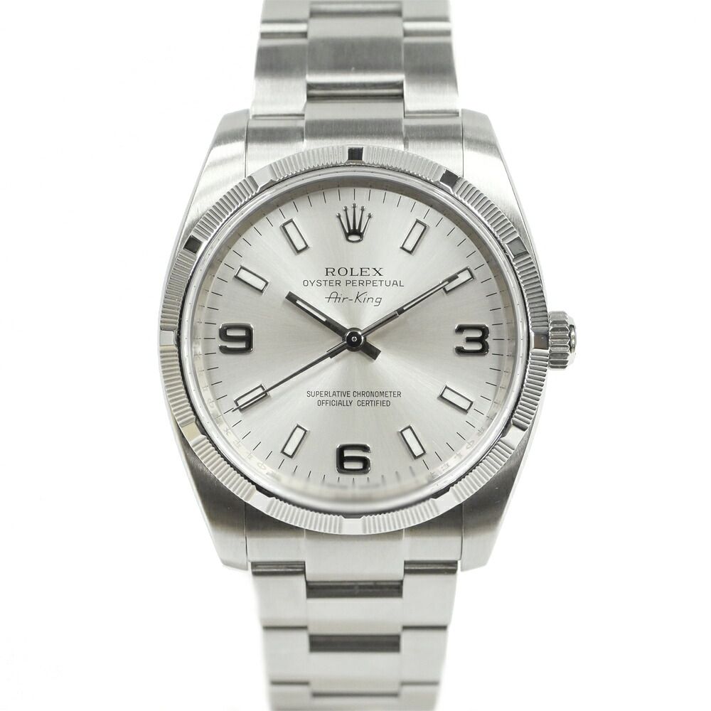 Rolex Air King No Silver SS Automatic Card Overseas