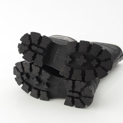 Prada Monolith Shearling Logo Thick Sole Long Boots Black — view 5