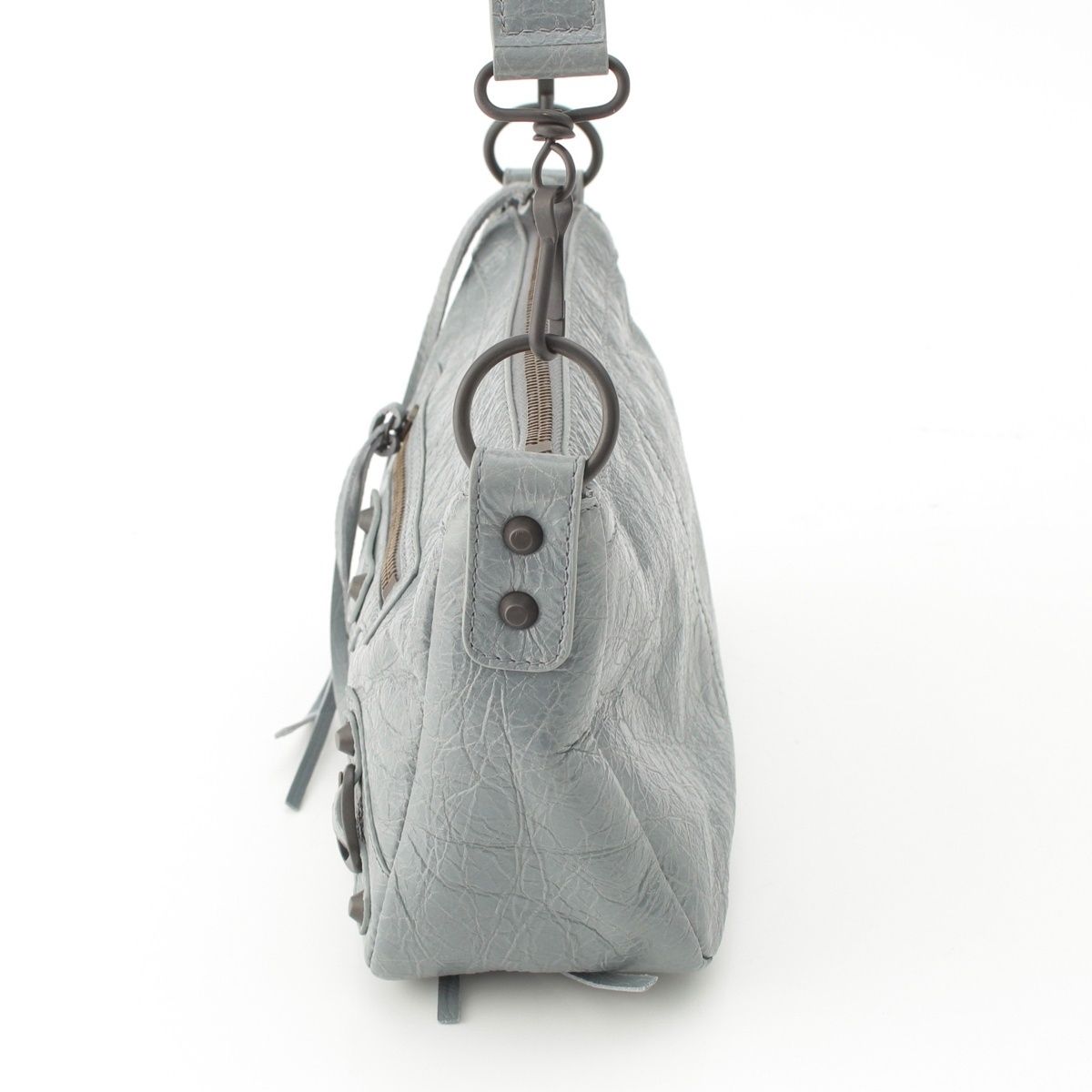 Balenciaga le City Moto Leather Mini 2-Way Handle Gray Handbag — view 4