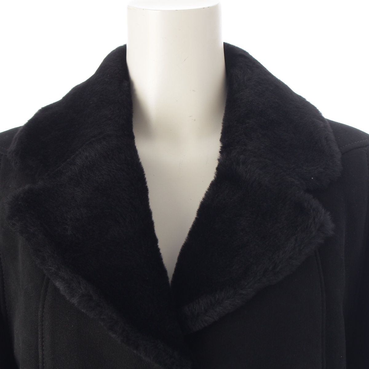Loewe Cowhide Shearling Vintage Logo Button Coat Black 40 — view 5