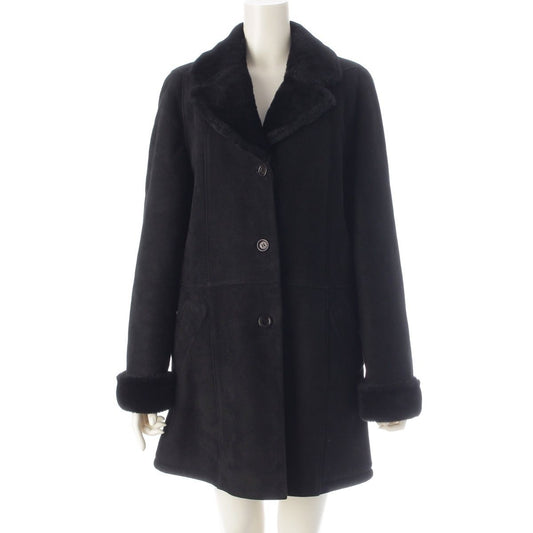 Loewe Cowhide Shearling Vintage Logo Button Coat Black 40