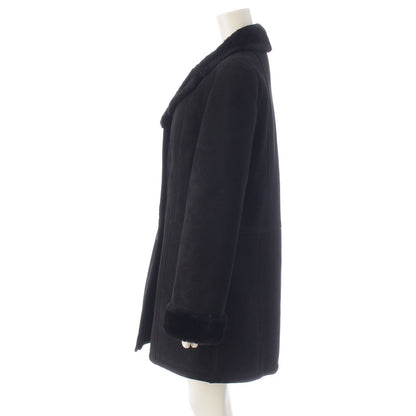 Loewe Cowhide Shearling Vintage Logo Button Coat Black 40 — view 3