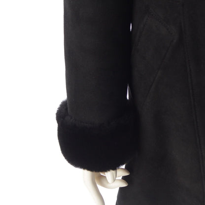 Loewe Cowhide Shearling Vintage Logo Button Coat Black 40 — view 6