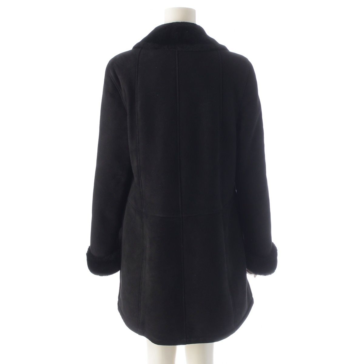 Loewe Cowhide Shearling Vintage Logo Button Coat Black 40 — view 4