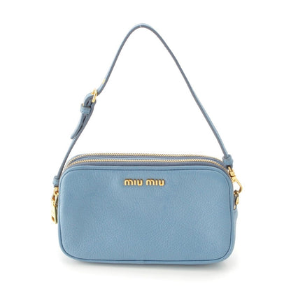 Miu Miu Madras Leather Pouch Light Blue