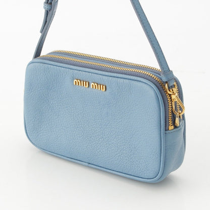 Miu Miu Madras Leather Pouch Light Blue — view 3