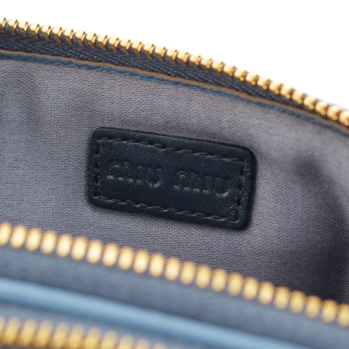 Miu Miu Madras Leather Pouch Light Blue — view 8