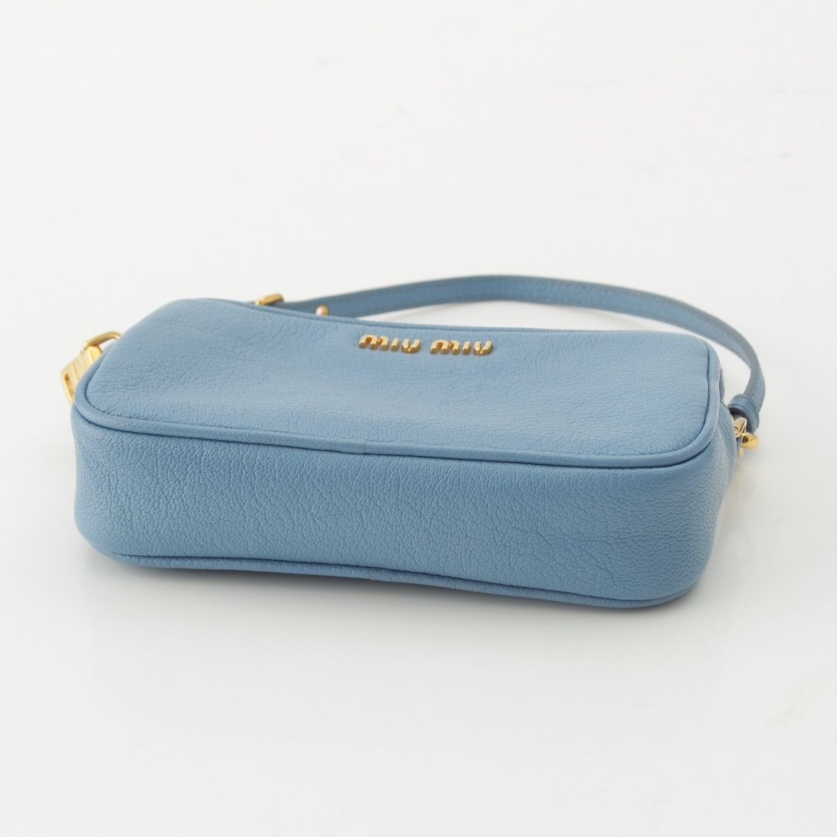 Miu Miu Madras Leather Pouch Light Blue — view 6