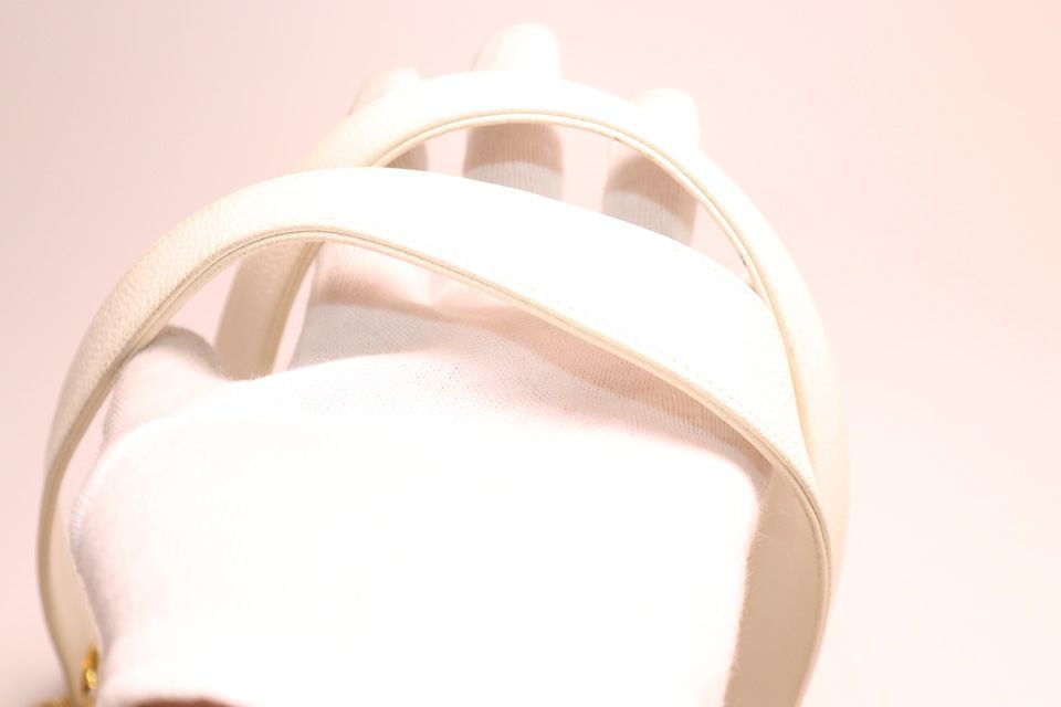Chanel Caviar Leather Jumbo CC Logo White Chain Tote Bag — view 6