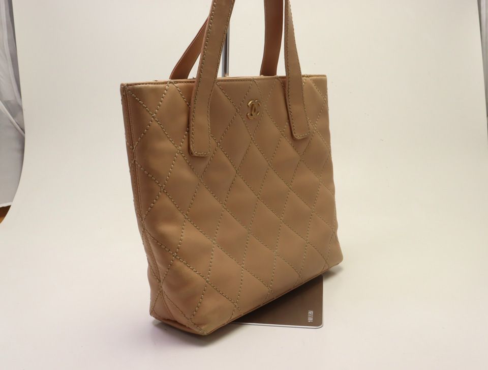 Chanel Wild Stitch Calfskin Beige Hand Tote Bag — view 4
