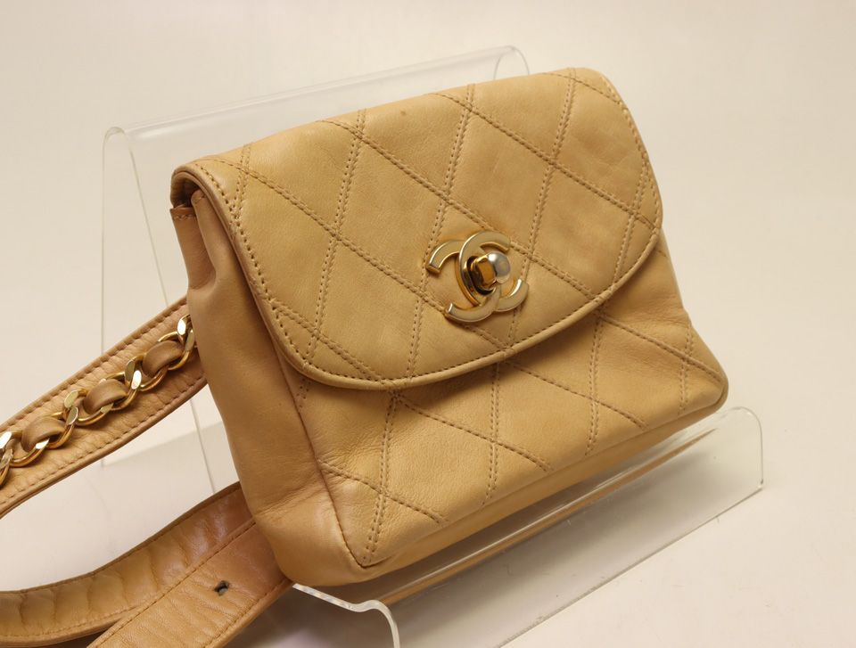 Chanel Quilted Lambskin Beige Waist Bag — view 4