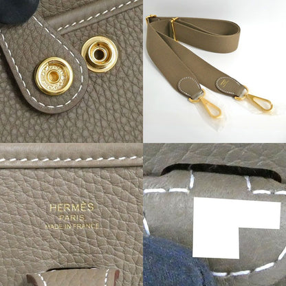 Hermes Evelyne 3 23 Etoupe Gold Taurillon Clemence Shoulder Bag — view 8
